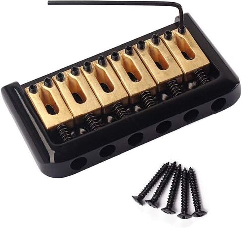 Domofa 6 سلسلة جسر صلب ثابت لقطع غيار الجيتار الكهربائي Strat Tele (أسود + سرج نحاسي) in Kuwait