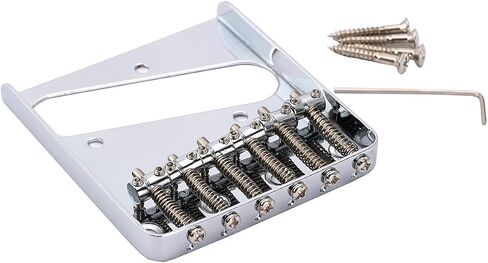 Musiclily Pro 54mm Telecaster Bridge Vintage 6 Barrel Saddles للجيتار الكهربائي Tele Style، كروم in Kuwait