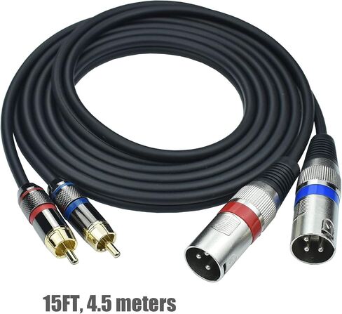 Dual RCA Male to Dual XLR Male Cable Adapter, 10 Feet Unbalanced L/R RCA to XLR Phono Plug Cable, Left and Right Tape Out Cord, for Mixer, Studio Monitor, Stereo HiFi Subwoofer Speaker in Kuwait