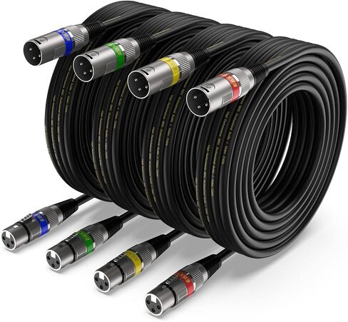 كابل EBXYA XLR بطول 15 قدم 4 حزم - كابل DMX متوازن ممتاز مع كابل ميكروفون XLR ذكر إلى أنثى بثلاثة دبابيس، أسود in Kuwait