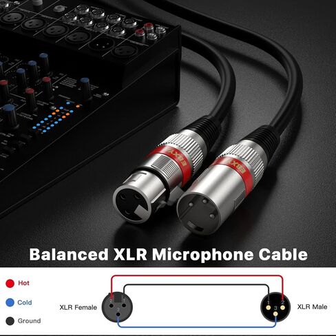 كابل EBXYA XLR بطول 15 قدم 4 حزم - كابل DMX متوازن ممتاز مع كابل ميكروفون XLR ذكر إلى أنثى بثلاثة دبابيس، أسود in Kuwait