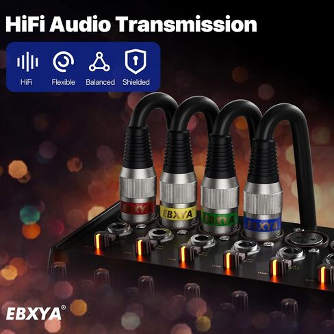 كابل EBXYA XLR بطول 15 قدم 4 حزم - كابل DMX متوازن ممتاز مع كابل ميكروفون XLR ذكر إلى أنثى بثلاثة دبابيس، أسود in Kuwait