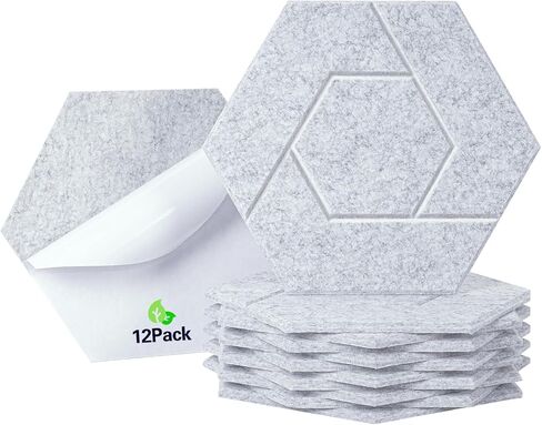 12 حزمة من الألواح الصوتية ذاتية اللصق، ألواح تخميد الصوت بنمط الخط المكسور السداسي، 14 × 12 × 0.4 بوصة لوحات مقاومة للصوت للجدران، حشوة ممتصة للصوت عالية الكثافة لمكتب الاستوديو، أسود in Kuwait