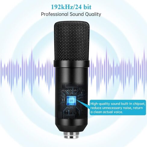 ZHENREN USB Streaming Microphone for Pc,Professional Studio Condenser Microphone Kit with Sound Card,Adjustable Arm,Shock Mount,Pop Filter for Recording, Podcasting, Home Studio, YouTube in Saudi Arabia