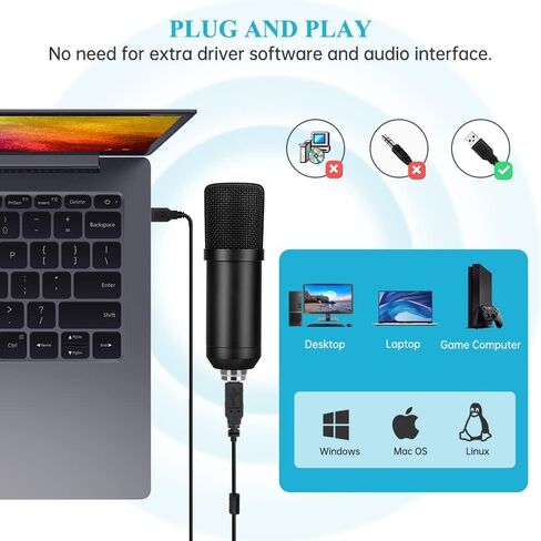 ZHENREN USB Streaming Microphone for Pc,Professional Studio Condenser Microphone Kit with Sound Card,Adjustable Arm,Shock Mount,Pop Filter for Recording, Podcasting, Home Studio, YouTube in Saudi Arabia
