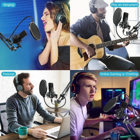 ZHENREN USB Streaming Microphone for Pc,Professional Studio Condenser Microphone Kit with Sound Card,Adjustable Arm,Shock Mount,Pop Filter for Recording, Podcasting, Home Studio, YouTube in Saudi Arabia