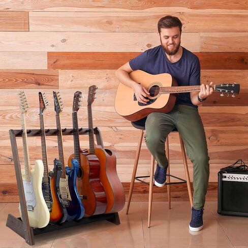 Nefelibata Multi-Purpose Guitar Stand 5 Stands Wooden Guitar Stand Floor Stand for Guitars and Cases, Electric Guitars, Acoustic Guitars, Bass Guitars, Cellos - German Ash (Coffee Brown) in Saudi Arabia