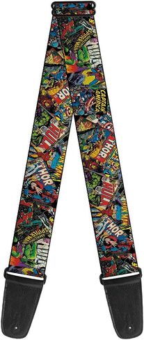 Buckle-Down GS-WAV035 Guitar Strap - Retro Marvel Comic Books Stacked CLOSE-UP, 2" Wide & 29-54" Length,Multicolor in Saudi Arabia