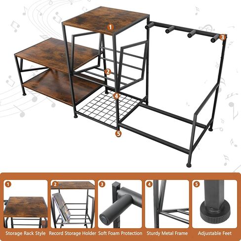 CTSZOOM Guitar Stand Multiple Guitars Rack Hold up 3 Electric Guitars/Bass/Acoustic - Multiple Guitar Stand with 3-tier Storage Shelf For Home Music Studio in Kuwait