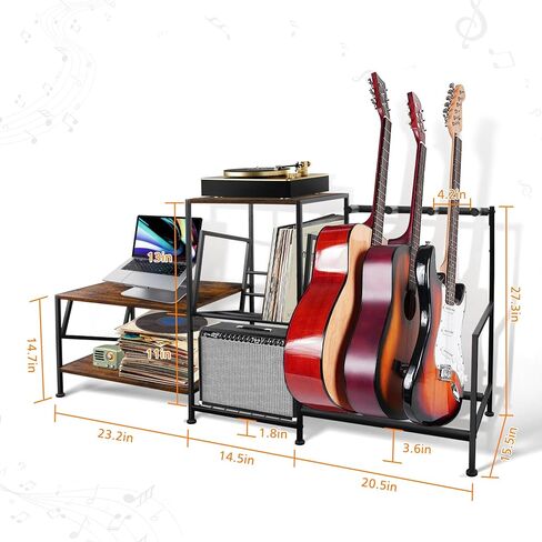 CTSZOOM Guitar Stand Multiple Guitars Rack Hold up 3 Electric Guitars/Bass/Acoustic - Multiple Guitar Stand with 3-tier Storage Shelf For Home Music Studio in Kuwait