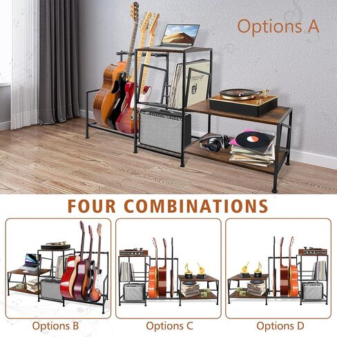 CTSZOOM Guitar Stand Multiple Guitars Rack Hold up 3 Electric Guitars/Bass/Acoustic - Multiple Guitar Stand with 3-tier Storage Shelf For Home Music Studio in Kuwait