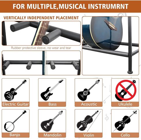 CTSZOOM Guitar Stand Multiple Guitars Rack Hold up 3 Electric Guitars/Bass/Acoustic - Multiple Guitar Stand with 3-tier Storage Shelf For Home Music Studio in Kuwait