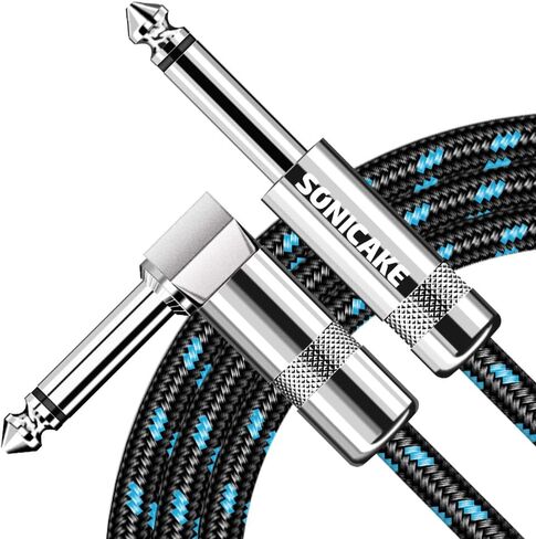 SONICAKE Guitar Cable 10ft Amp Cord for Guitar Bass Electric Guitar Instrument Electric Mandolin Amplifier Audio 1/4 Right Angle to Straight Black (Black 3m ST-RA) in Kuwait