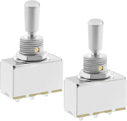 2PCS Electric Guitar 3 Way Toggle Switch with Silver Metal Tip Knob Cap Compatible with Les Paul Style Electric Guitar Pickup Selector Switch in Saudi Arabia