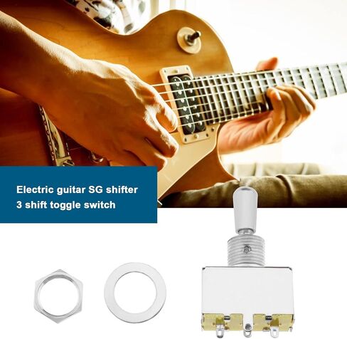 2PCS Electric Guitar 3 Way Toggle Switch with Silver Metal Tip Knob Cap Compatible with Les Paul Style Electric Guitar Pickup Selector Switch in Saudi Arabia
