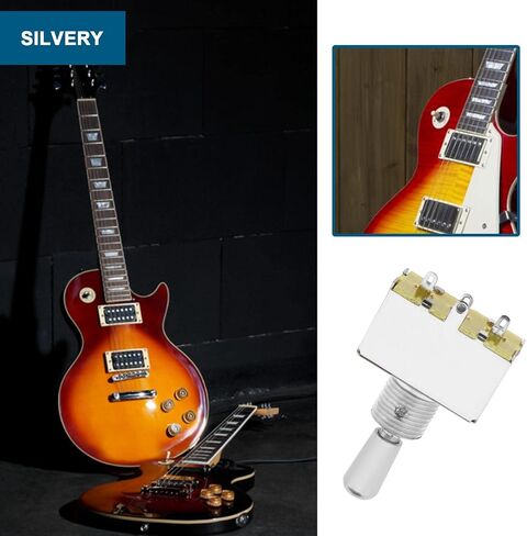 2PCS Electric Guitar 3 Way Toggle Switch with Silver Metal Tip Knob Cap Compatible with Les Paul Style Electric Guitar Pickup Selector Switch in Saudi Arabia