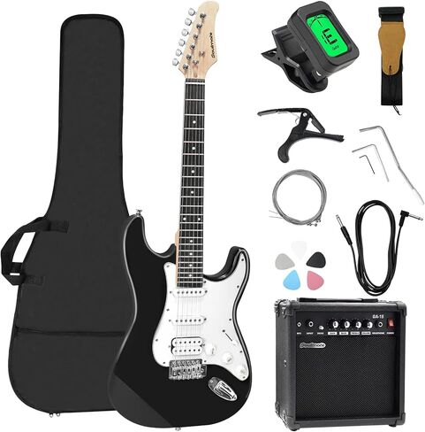 Soulmate Electric Guitar 39 Inch Full Size Beginner Electric Guitar Kit Solid Body Electric Guitar with 15w Amp, Capo, Shoulder Strap, String, Cable,Digital Tuner, Picks,Bag(39" Right Handed, Green) in Saudi Arabia