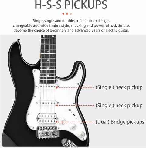 Soulmate Electric Guitar 39 Inch Full Size Beginner Electric Guitar Kit Solid Body Electric Guitar with 15w Amp, Capo, Shoulder Strap, String, Cable,Digital Tuner, Picks,Bag(39" Right Handed, Green) in Saudi Arabia