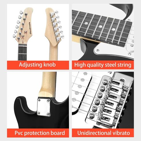 Soulmate Electric Guitar 39 Inch Full Size Beginner Electric Guitar Kit Solid Body Electric Guitar with 15w Amp, Capo, Shoulder Strap, String, Cable,Digital Tuner, Picks,Bag(39" Right Handed, Green) in Saudi Arabia