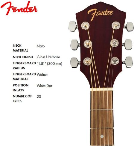 جيتار صوتي مدرع من Fender FA-125CE، مع ضمان لمدة عامين، طبيعي in Kuwait