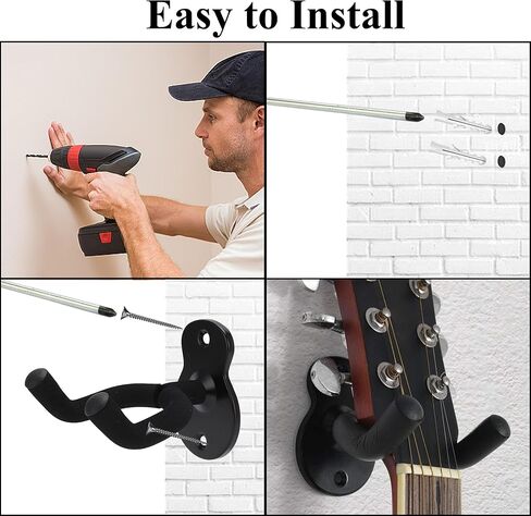 شماعات الغيتار هوك حامل الغيتار حامل حامل جدار الغيتار شماعات للحصول على غيتار صوتي وباس (2 حزمة) in Kuwait