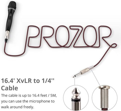 بروزور ميكروفون كاريوكي ديناميكي مع كيبل اكس ال ار بطول 16.4 قدم، ميكروفون معدني محمول باليد متوافق مع الة الكاريوكي/ مكبر الصوت/ الامبير/المولف لغناء الكاريوكي والخطاب وحفلات الزفاف والانشطة الخارجية in Kuwait