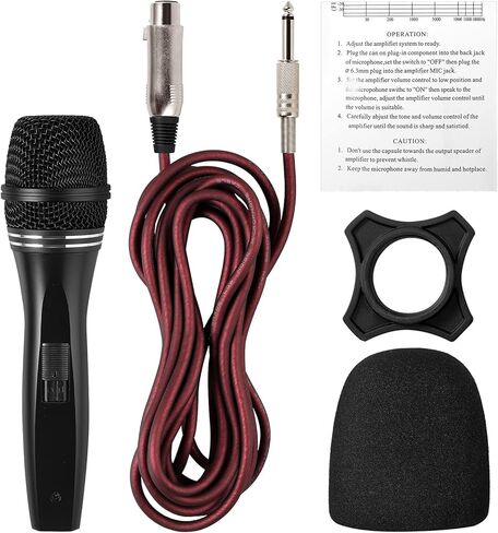 بروزور ميكروفون كاريوكي ديناميكي مع كيبل اكس ال ار بطول 16.4 قدم، ميكروفون معدني محمول باليد متوافق مع الة الكاريوكي/ مكبر الصوت/ الامبير/المولف لغناء الكاريوكي والخطاب وحفلات الزفاف والانشطة الخارجية in Kuwait