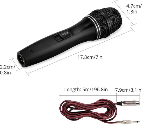 بروزور ميكروفون كاريوكي ديناميكي مع كيبل اكس ال ار بطول 16.4 قدم، ميكروفون معدني محمول باليد متوافق مع الة الكاريوكي/ مكبر الصوت/ الامبير/المولف لغناء الكاريوكي والخطاب وحفلات الزفاف والانشطة الخارجية in Kuwait