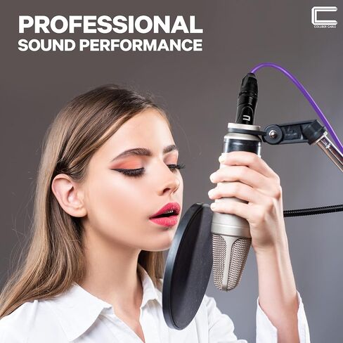 كابل XLR متوازن ذكر إلى أنثى - 1 قدم أسود - موصل ميكروفون احترافي ثلاثي الأطراف لمكبرات الصوت التي تعمل بالطاقة أو واجهة الصوت أو الخلاط للأداء المباشر والتسجيل in Kuwait