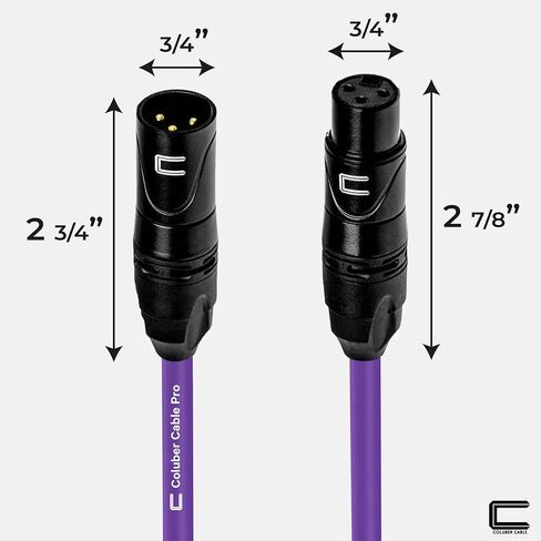 كابل XLR متوازن ذكر إلى أنثى - 1 قدم أسود - موصل ميكروفون احترافي ثلاثي الأطراف لمكبرات الصوت التي تعمل بالطاقة أو واجهة الصوت أو الخلاط للأداء المباشر والتسجيل in Kuwait