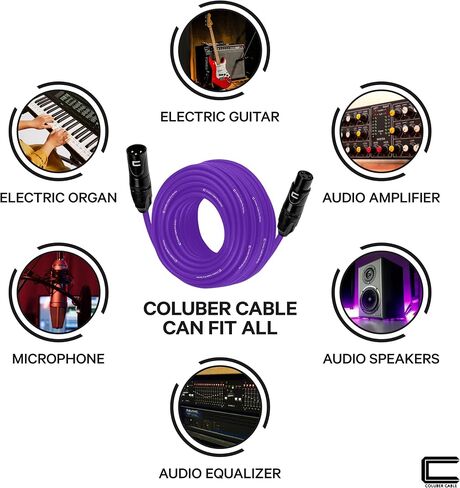 كابل XLR متوازن ذكر إلى أنثى - 1 قدم أسود - موصل ميكروفون احترافي ثلاثي الأطراف لمكبرات الصوت التي تعمل بالطاقة أو واجهة الصوت أو الخلاط للأداء المباشر والتسجيل in Kuwait