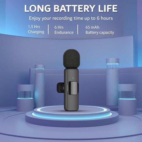 ميكروفونات 1217 Technologies H1 اللاسلكية لأجهزة iPhone وiPad - للتسجيل والبث واليوتيوب وTikTok والبودكاست. تقليل الضوضاء، القضاء على التداخل، نطاق 65 قدم in Kuwait