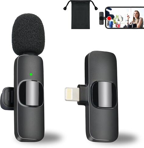 ميكروفون لاسلكي لجهاز iPhone iPad - ميكروفون لاسلكي Lavalier لميكروفونات iPhone المشبكية لتسجيل الفيديو والبث المباشر لمقابلة مدونة فيديو على YouTube in Kuwait