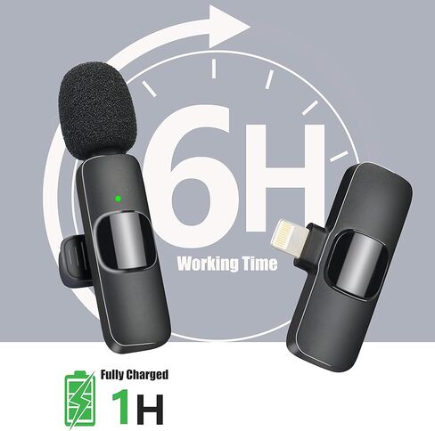ميكروفون لاسلكي لجهاز iPhone iPad - ميكروفون لاسلكي Lavalier لميكروفونات iPhone المشبكية لتسجيل الفيديو والبث المباشر لمقابلة مدونة فيديو على YouTube in Kuwait