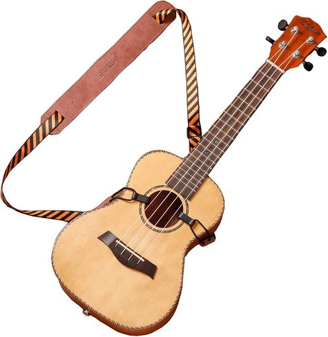 حزام كتف مزدوج الخطاف، لا يحتاج للثقب للجيتار الكلاسيكي سوبرانو تينور باريتون - مشبك على خطاف J بدون استخدام اليدين، حزام كتف بدون ثقب للاطفال والكبار (اسود وبرتقالي) in Kuwait