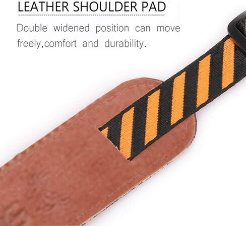 حزام كتف مزدوج الخطاف، لا يحتاج للثقب للجيتار الكلاسيكي سوبرانو تينور باريتون - مشبك على خطاف J بدون استخدام اليدين، حزام كتف بدون ثقب للاطفال والكبار (اسود وبرتقالي) in Kuwait