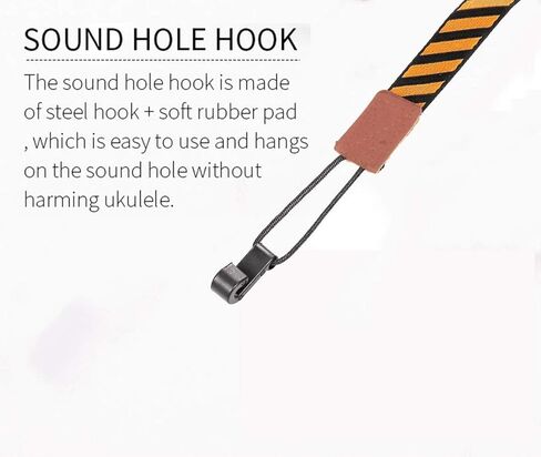 حزام كتف مزدوج الخطاف، لا يحتاج للثقب للجيتار الكلاسيكي سوبرانو تينور باريتون - مشبك على خطاف J بدون استخدام اليدين، حزام كتف بدون ثقب للاطفال والكبار (اسود وبرتقالي) in Kuwait