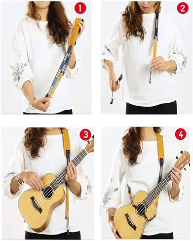 حزام كتف مزدوج الخطاف، لا يحتاج للثقب للجيتار الكلاسيكي سوبرانو تينور باريتون - مشبك على خطاف J بدون استخدام اليدين، حزام كتف بدون ثقب للاطفال والكبار (اسود وبرتقالي) in Kuwait