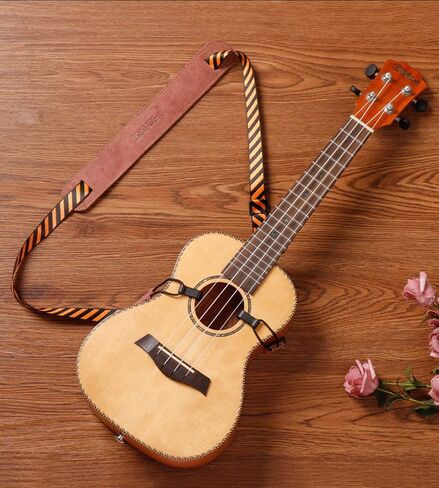 حزام كتف مزدوج الخطاف، لا يحتاج للثقب للجيتار الكلاسيكي سوبرانو تينور باريتون - مشبك على خطاف J بدون استخدام اليدين، حزام كتف بدون ثقب للاطفال والكبار (اسود وبرتقالي) in Kuwait