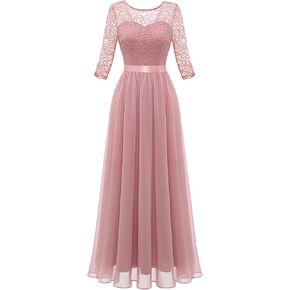 BeryLove Women's Prom Dress Elegant Long Sleeve Formal Dresses Vintage Cocktail Party Maxi Dress