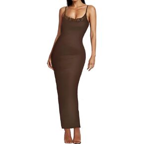 صالة المرأة عادية مثير الدانتيل أكمام عارية الذراعين Bodycon ماكسي سليم السباغيتي حزام ضيق نادي ليلة خارج زلة فستان طويل in Kuwait