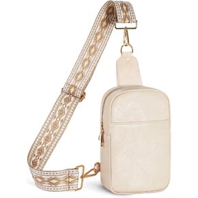 MoKo Vegan Leather Sling Bag - Small Trendy Casual Detachable Shoulder Strap Crossbody Bags for Women and Men Hiking Travel