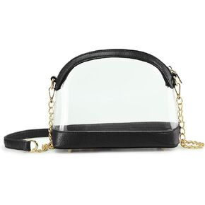 Clear Cross Body Bag with Vegan Leather Trim Stadium Approved Women Shoulder Handbag