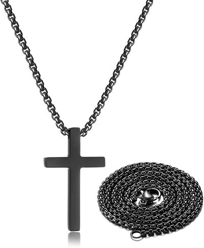 Stainless Steel Cross Necklace for men Silver Cross Necklace for boy cross chain for mens Small Cross Pendant Necklace Simple Jewelry in Kuwait
