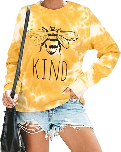 تي شيرت KIMSOONG Bee Kind تي شيرت Be kind سويت شيرت نسائي مضحك ملهم وخفيف الوزن in Kuwait