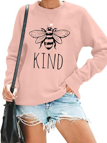تي شيرت KIMSOONG Bee Kind تي شيرت Be kind سويت شيرت نسائي مضحك ملهم وخفيف الوزن in Kuwait