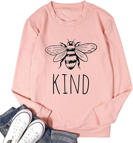 تي شيرت KIMSOONG Bee Kind تي شيرت Be kind سويت شيرت نسائي مضحك ملهم وخفيف الوزن in Kuwait