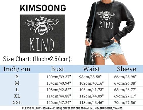 KIMSOONG Bee Kind T Shirt Be kind Sweatshirt Women Funny Inspirational Lightweight Blouse in Kuwait