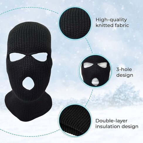 3 Hole Knitted Full Face Ski Mask Winter Balaclava Face Cover for Outdoor Sports in Saudi Arabia