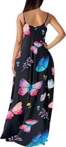 فستان صيفي طويل من ZonJie بمقاس كبير للنساء فستان شاطئ أفريقي فضفاض ومطبوع وقابل للتعديل مع جيوب in Kuwait